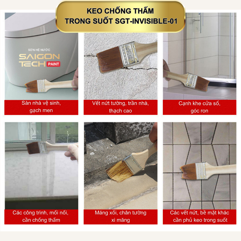[2026] Sơn Chống Thấm Trong Suốt, Keo Chống Thấm Máng Xối, Nhà Vệ Sinh Gạch Men, Nền Gỗ Gốc Acrylic