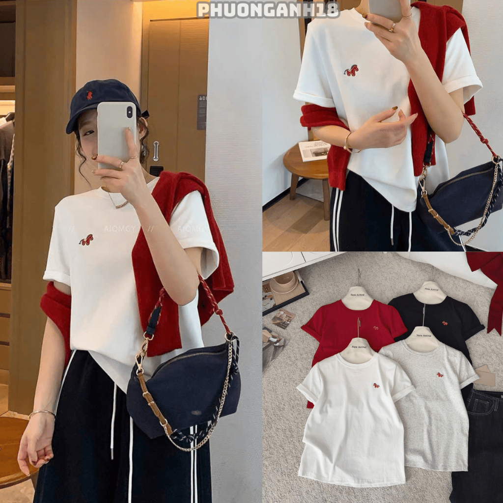 Áo thun baby tee thêu hình mác Doudou
