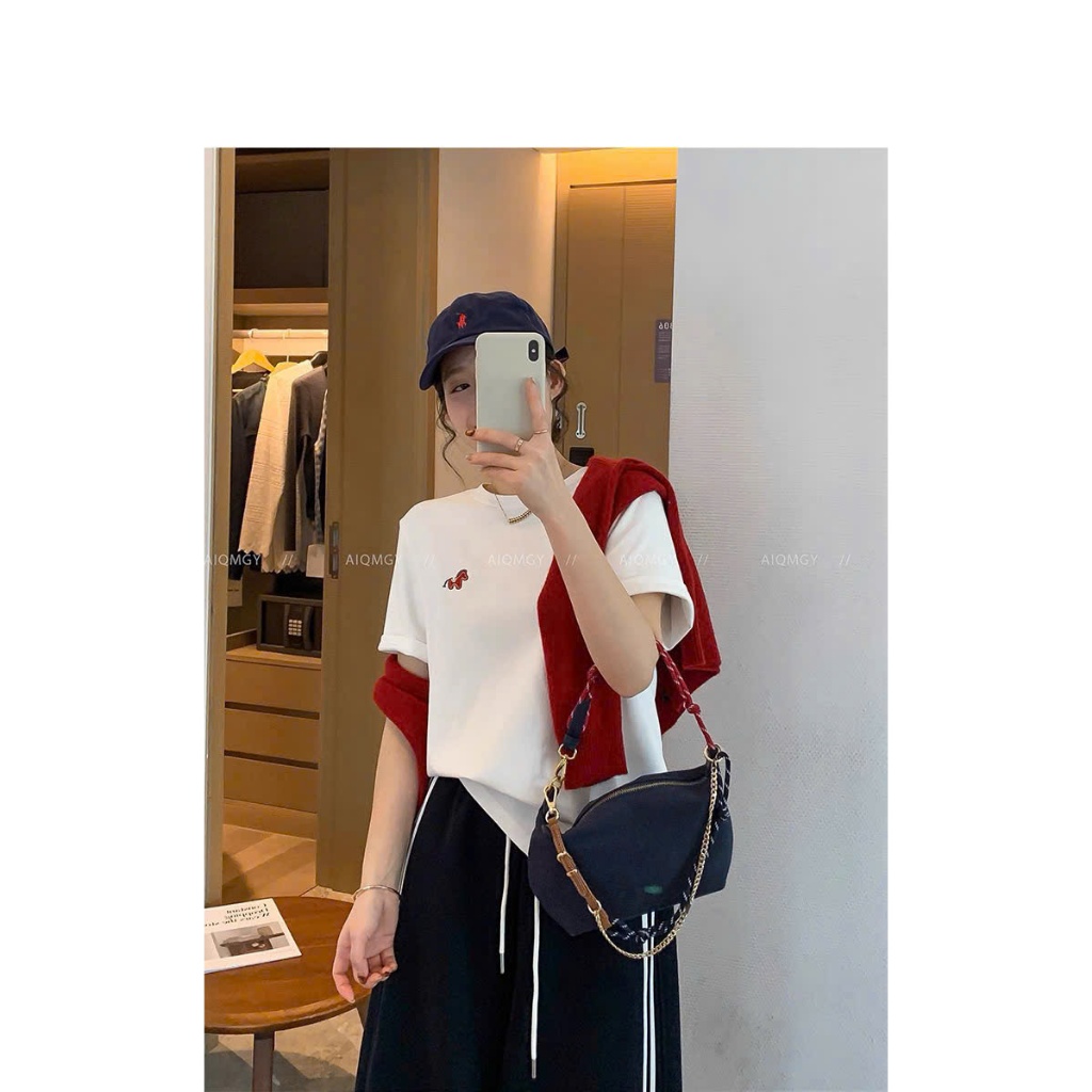 Áo thun baby tee thêu hình mác Doudou