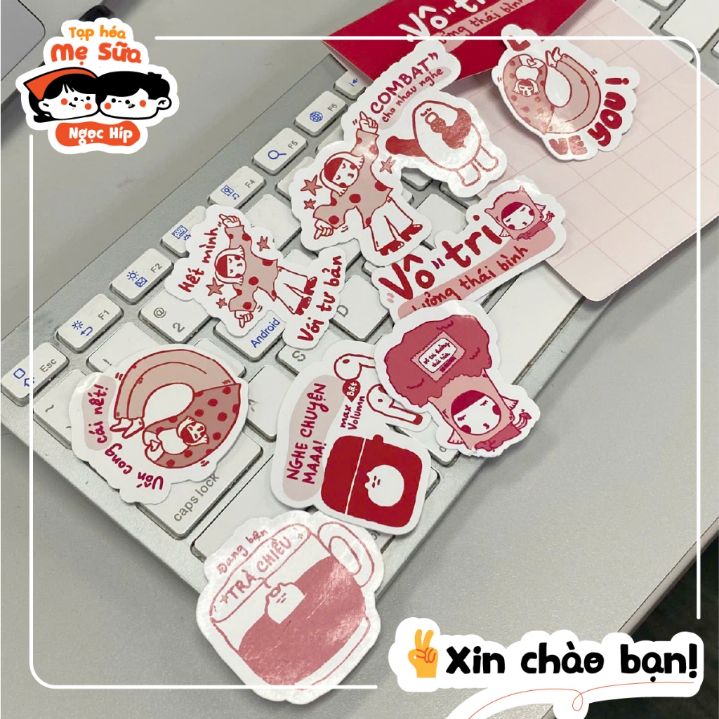 Sticker Pack “Vô tri hưởng thái bình” – 10 sticker cute dán laptop, điện thoại, sổ tay