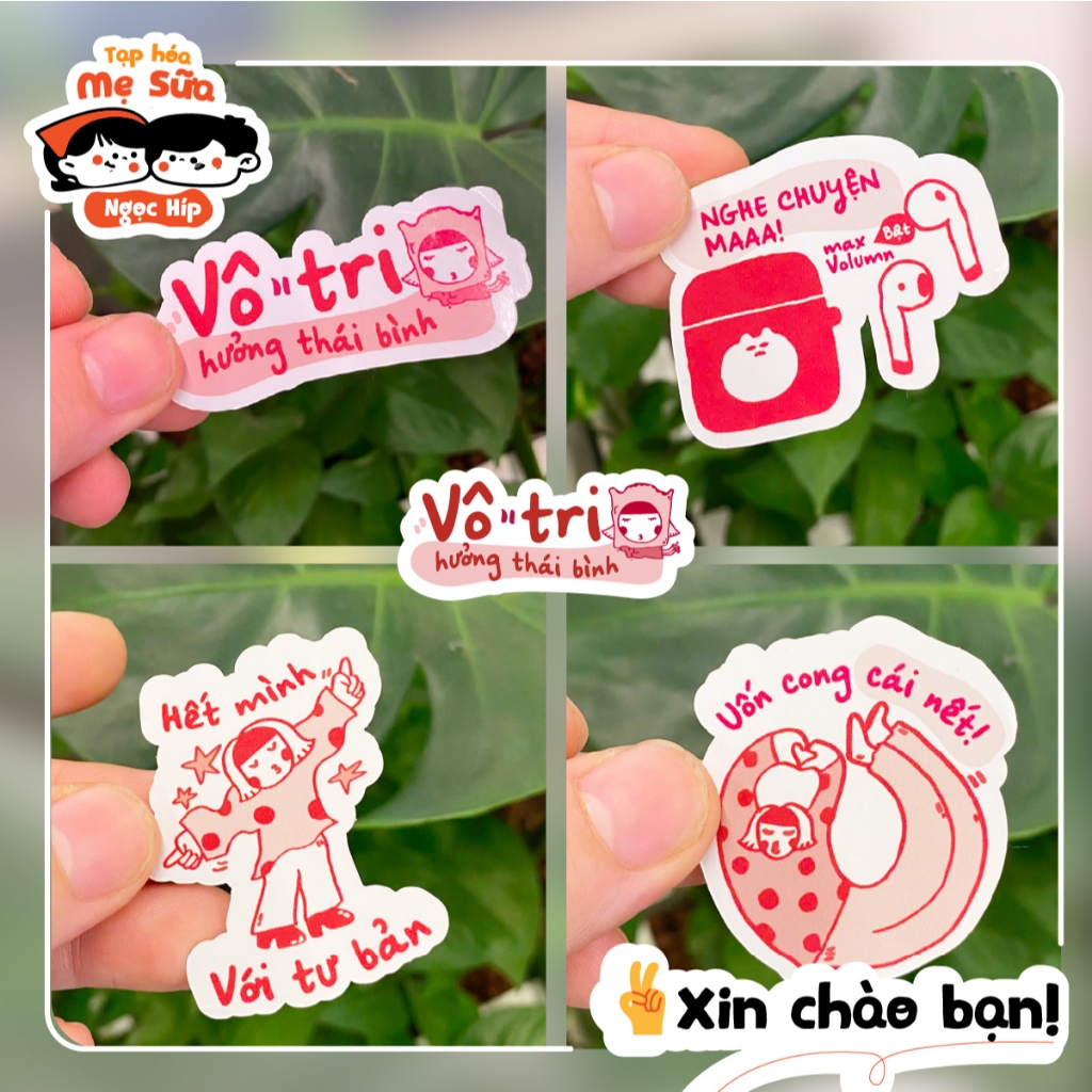 Sticker Pack “Vô tri hưởng thái bình” – 10 sticker cute dán laptop, điện thoại, sổ tay