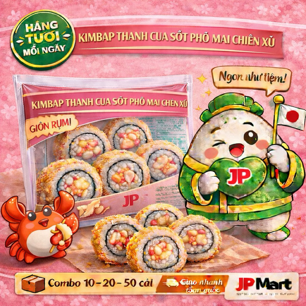 [Hỏa Tốc] Cơm ăn liền Thanh Cua Sốt Bơ Cay Cuộn Xù 600g - JP Mart