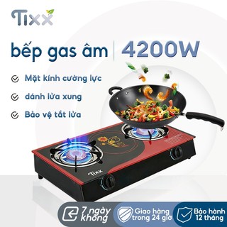 TIXX bếp gas 4200W công suất lớn mặt kính cường lực bếp gas đôi Bếp Gas Dương Kính