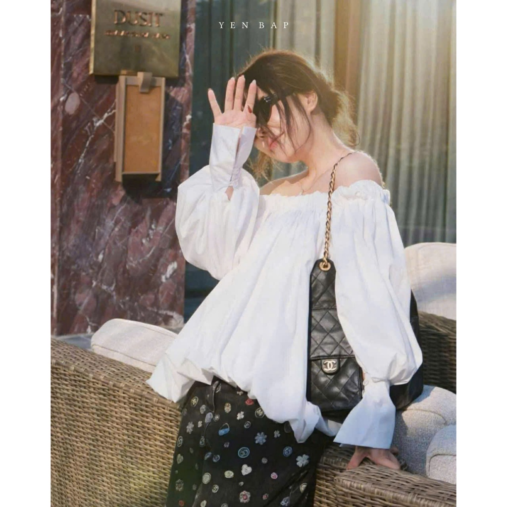 Áo sơ mi trễ vai tiểu thư hàng QC A4734