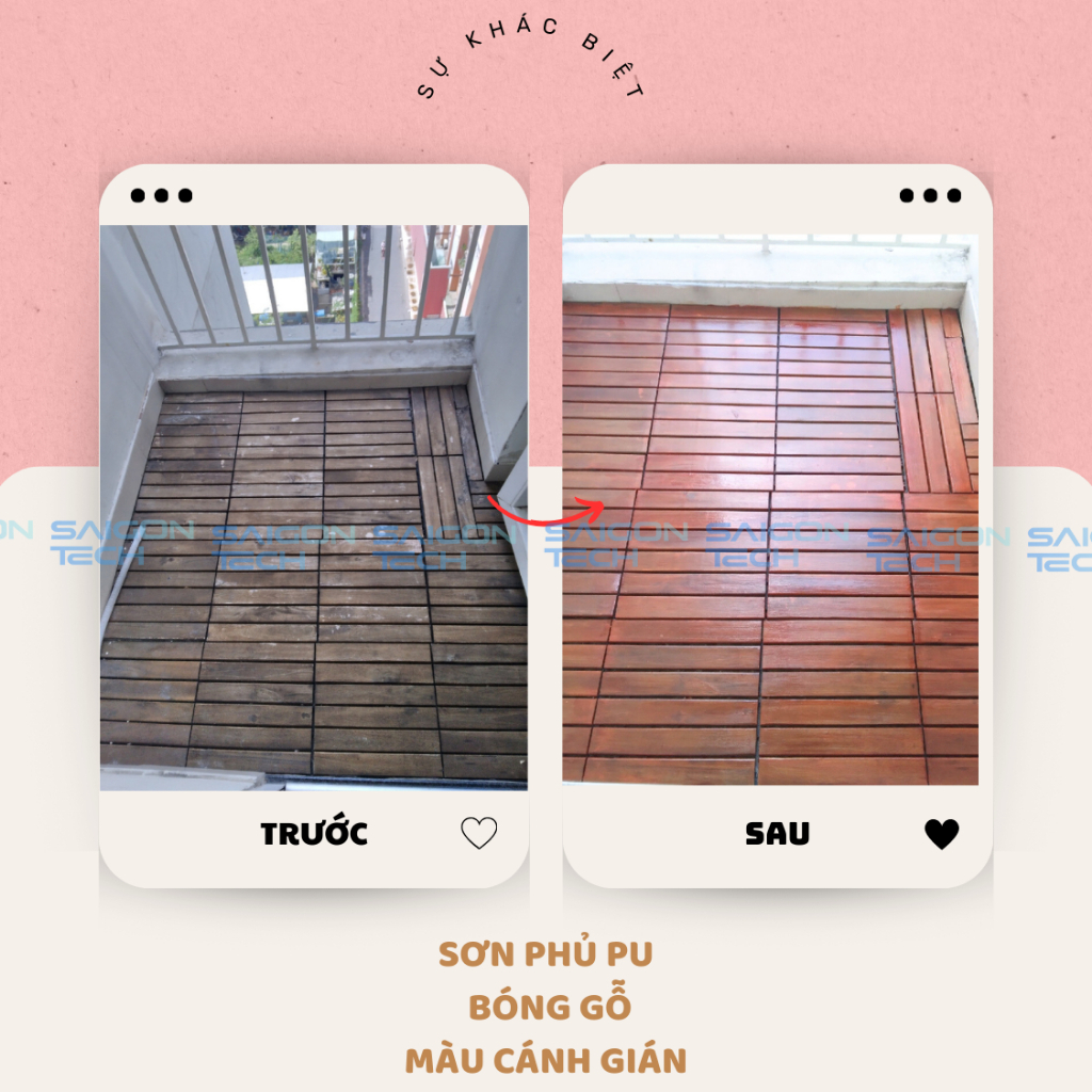🔥Sơn Gỗ Gốc Acrylic 2in1, Trang Trí, Phủ Bóng Gỗ Màu Cánh Gián Walnut, Chống Mốc Mối Mọt, Chống Nước