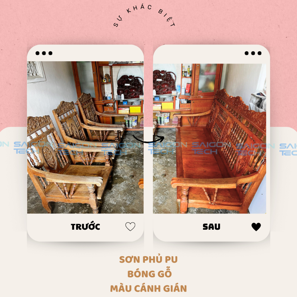 🔥Sơn Gỗ Gốc Acrylic 2in1, Trang Trí, Phủ Bóng Gỗ Màu Cánh Gián Walnut, Chống Mốc Mối Mọt, Chống Nước