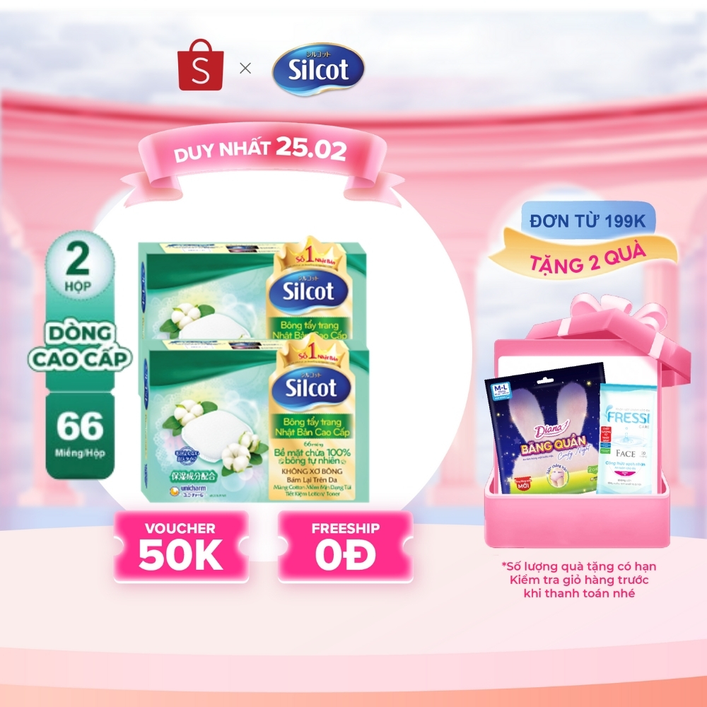 Bộ 2 hộp Bông trang điểm (bông tẩy trang) cao cấp Silcot Premium 66 ...