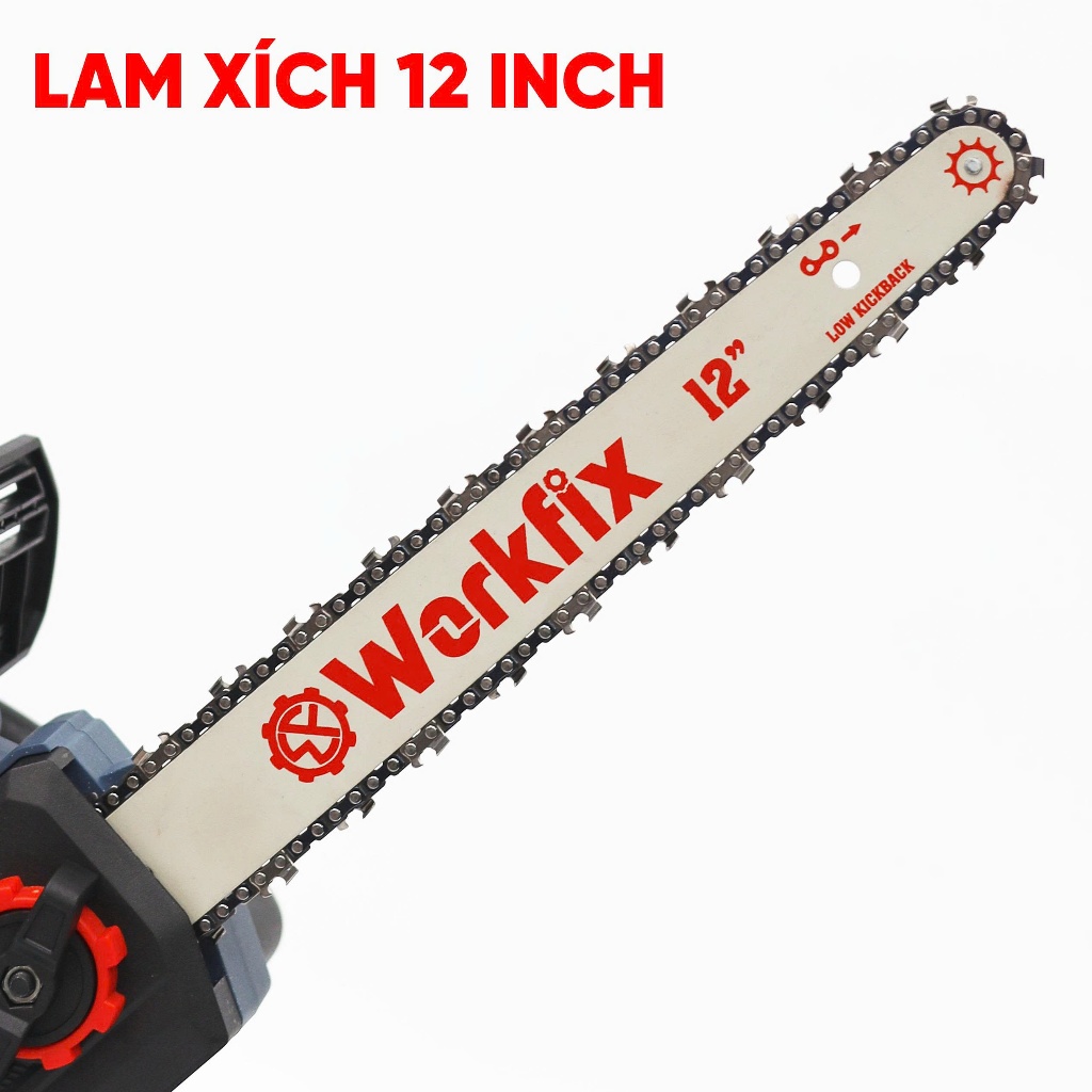 Máy cưa xích pin WORKFIX WF-CX12PRO, Lam xích 12inch 305mm, Không chổi than, Có tra nhớt tự động