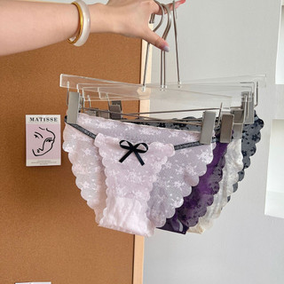Quần lót Nữ Ren Hoạ Tiết Đính Nơ Dây Eo Tôn Dáng Sexy, Quần Chip Mềm Đáy Dán 2 Lớp King Shop L-1006