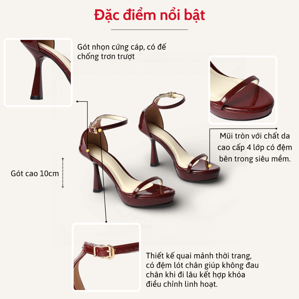 Giày Sandal Nữ Cao Gót 10cm Quai Mảnh Thời Trang Mang Dự Tiệc Thanh Lịch Pixie H433