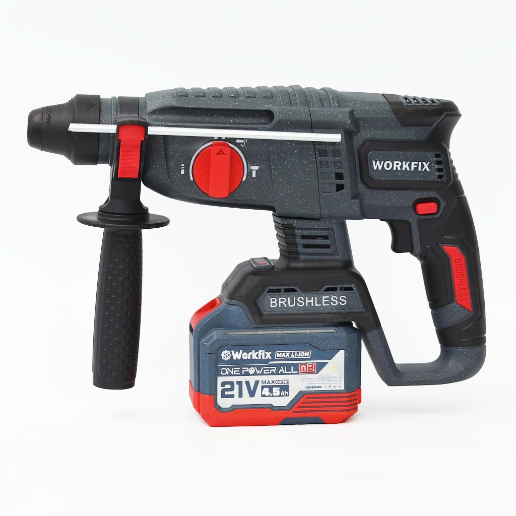 Máy khoan đục bê tông pin WORKFIX WF-RH2326BL, Lực đập 2.3j, Không chổi than, Chân pin phổ thông