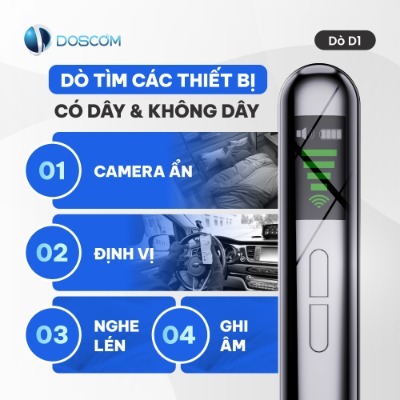 Thiết Bị Dò Camera Ẩn Doscom D1 - Phát Hiện Nghe Lén, Định Vị GPS Siêu Nhạy, Pin 25H Nhỏ Gọn