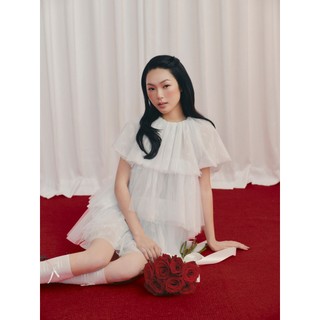Đầm babydoll OLV xếp tầng dễ thương White Chiffon Bowy Layered Mini Dress phù hợp đi tiệc đi chơi