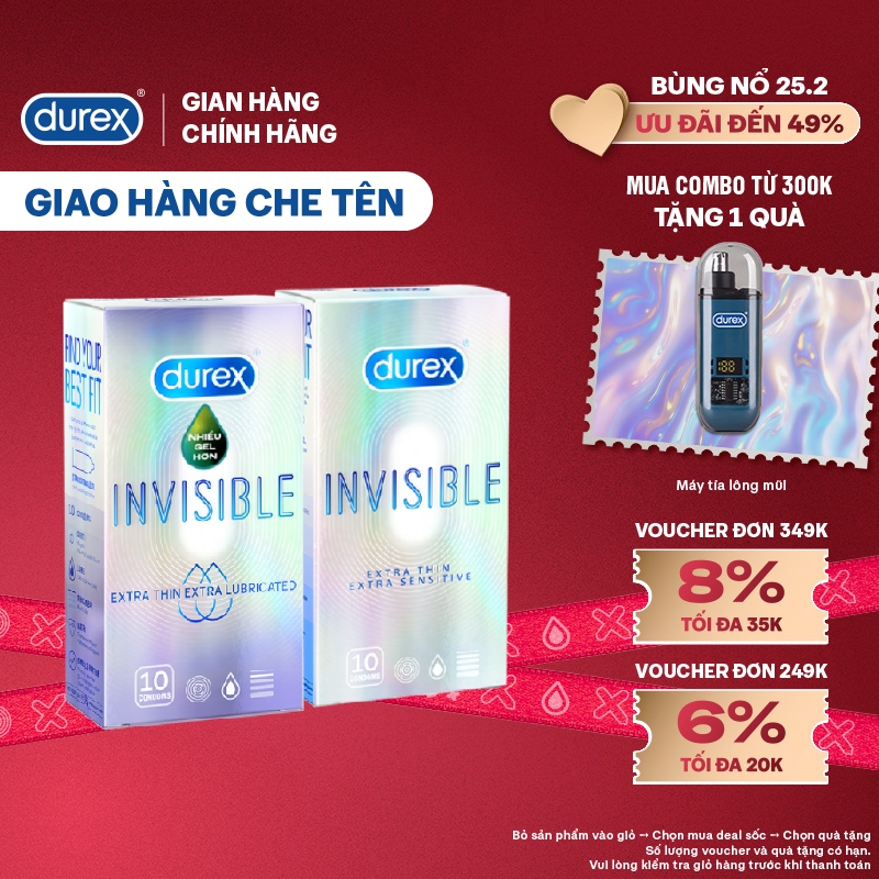 COMBO DUREX INVISIBLE LUBRICATED và DUREX INVISIBLE EXTRA THIN EXTRA ...