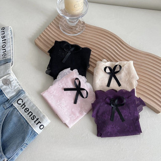 Combo 3 Quần lót Nữ Ren Hoạ Tiết Đính Nơ Dây Eo Tôn Dáng Sexy, Quần Chip Mềm Đáy Dán 2 Lớp King Shop L-1006