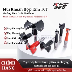 Mũi Khoan Gỗ CNC 12–60mm Chuôi 10mm KWS – Khoan Giàn, Khoan Bản Lề, Máy Khoan 6 Mặt CNC