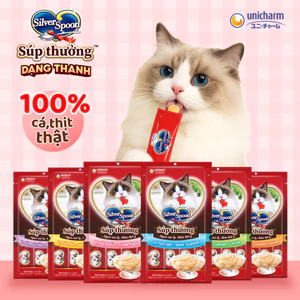 Súp Thưởng Silver Spoon Dạng Thanh Cho Mèo 56gram Gồm 6 Vị Thơm Ngon