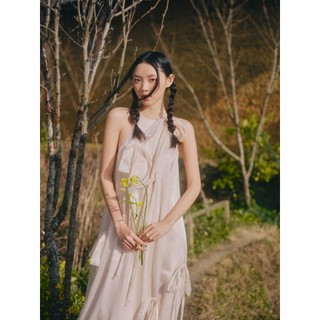 Đầm OLV suông cổ yếm đính nơ Chiffon Halter Maxi Dress nhiều màu thanh lịch phù hợp đi chơi