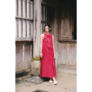 Đầm OLV suông cổ yếm đính nơ Chiffon Halter Maxi Dress nhiều màu thanh lịch phù hợp đi chơi