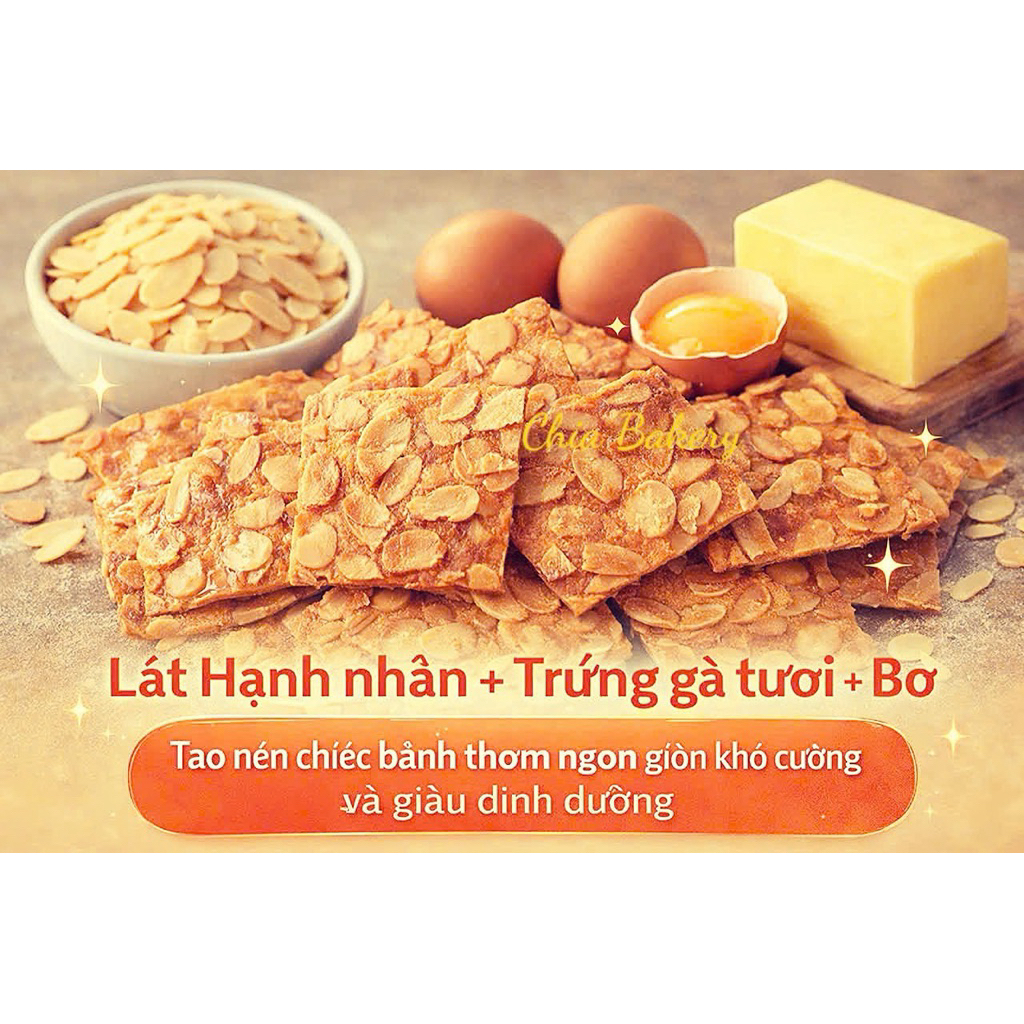 BÁNH HẠNH NHÂN SIÊU HẠT GIÒN THƠM BƠ Túi zip 100g – CHIA BAKERY & COFFEE ✨