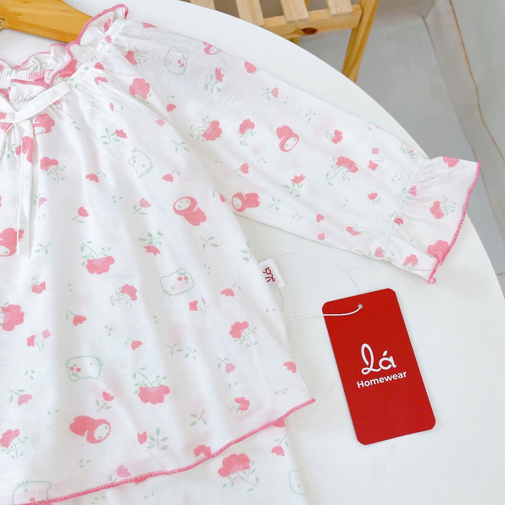 Bộ dài tay cho bé gái sợi sồi Modal Áo Lá Homewear A238 mềm mướt mát lạnh babydoll họa tiết đáng yêu