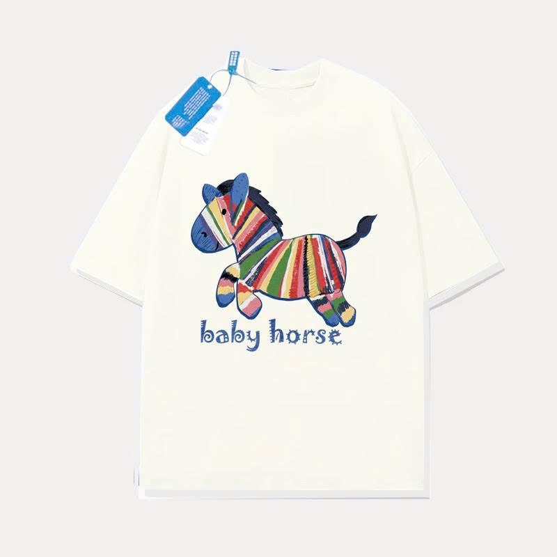Áo thun Stee Cổ tròn RAINBOW BABY HORSE Localbrand iCVCVNI Unisex Cotton