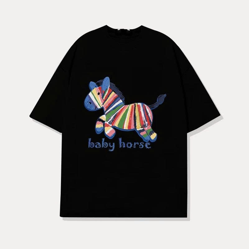 Áo thun Stee Cổ tròn RAINBOW BABY HORSE Localbrand iCVCVNI Unisex Cotton