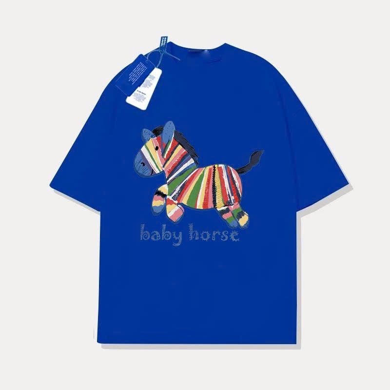Áo thun Stee Cổ tròn RAINBOW BABY HORSE Localbrand iCVCVNI Unisex Cotton
