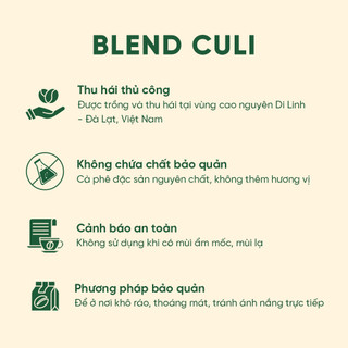 Cà phê nguyên chất Blend Culi rang mộc đậm đà hậu ngọt pha phin hoặc pha máy ngon Zili Coffee