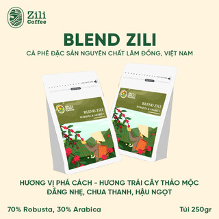 Cà phê nguyên chất Zili Blend rang mộc đậm đà thơm nồng dùng pha phin hoặc pha máy ngon Zili Coffee