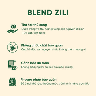 Cà phê nguyên chất Zili Blend rang mộc đậm đà thơm nồng dùng pha phin hoặc pha máy ngon Zili Coffee
