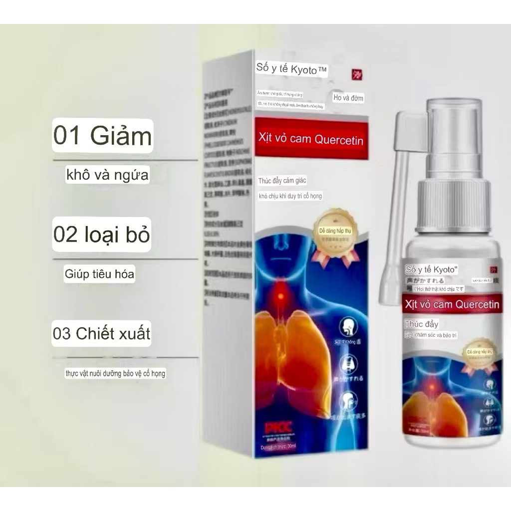 Xịt Họng Thảo Dược Quercetin Cam Đỏ Giảm Khó Chịu Họng, Khàn Giọng, Nhiều Đờm Dễ Hấp Thụ shishop94