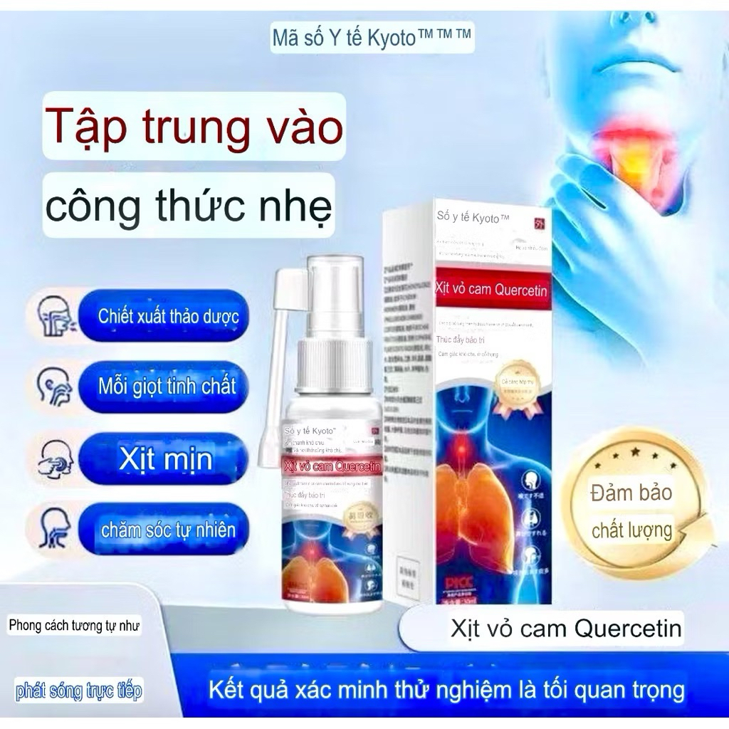 Xịt Họng Thảo Dược Quercetin Cam Đỏ Giảm Khó Chịu Họng, Khàn Giọng, Nhiều Đờm Dễ Hấp Thụ shishop94