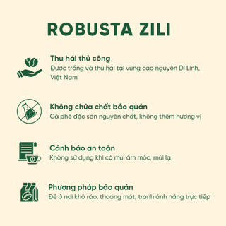 [COMBO 2 Túi] Cà Phê Nguyên Chất Rang mộc Robusta Zili - Đắng đầm, Hậu ngọt [250g x 2 túi]