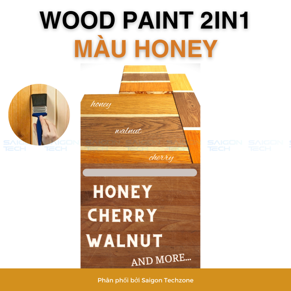🔥Sơn Gỗ Màu Vàng Honey, Gốc Acrylic 2in1, Hoàn Thiện Gỗ, Chống Mốc, Mối Mọt, Chống Nước, Lưu Vân Gỗ