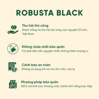 Cà Phê Nguyên Chất Robusta Black ĐẮNG ĐẬM CÂN BẰNG, HẬU VỊ NGỌT Zili Coffee [Túi 500g]