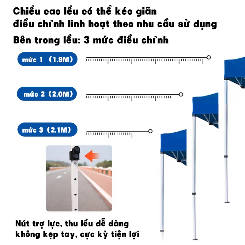 Lều xếp lục giác nâng cấp，khung ống 4.5mm chống gió, bền chắc，Vải bạt 1800D. Chuyên dụng cho gian hàng,hội chợ