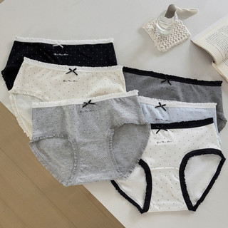 Quần Lót Nữ Hoạ Tiết Chấm Bi Xinh Xắn Viền Ren Tiểu Thư, Quần Chip Mềm Thoáng Đáy 2 Lớp King Shop L-5114
