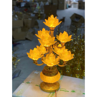 Đèn Thờ Hoa Sen Lưu Ly 5,7,9,13 Bông Cao Cấp, Đèn Thờ Hoàng Gia Cổ Điển, Bình đúc Trang Trí Bàn Thờ Phật Gia Tiên