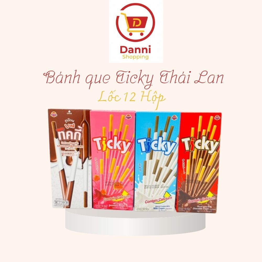 [CÓ MIX VỊ] Lốc 12 Hộp Bánh Que Ticky Socola sữa Thái Lan ( Hộp 20g / 6 ...