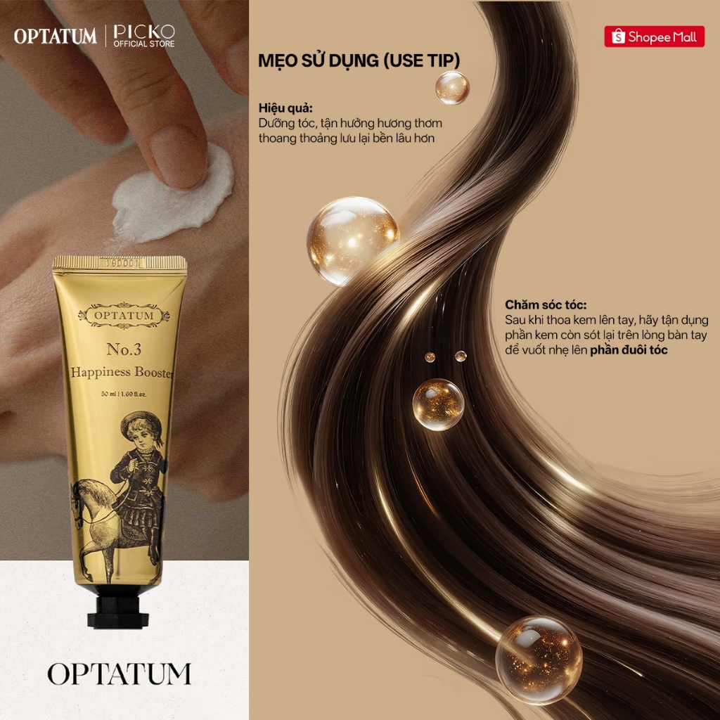 Mùi No.3 tương tự giấy thơm hot nhất Picko | Kem dưỡng da tay hương nước hoa Optatum 50ml mềm mịn da tay, không nhờn rít