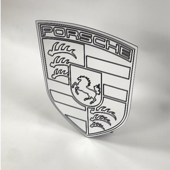 Gương Trang Trí Hình Logo Porsche, Gương Decor Phòng Porsche, Gương Mica Chống Vỡ - Mizzor Studio