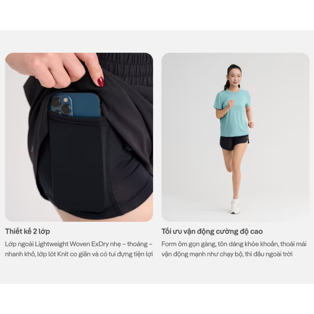 [🔥MUA 2 TẶNG 1🔥]Quần Tập Gym Nữ Có Túi 2 Lớp Coolmate Short Thể Thao Chạy Bộ Pace Shorts 3.5IN Co Giãn