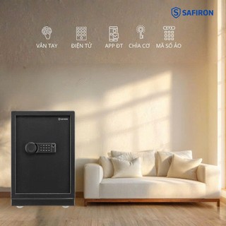 Két Sắt Safiron 60LBF Khóa vân tay điện dung thế hệ mới, Báo động chống trộm 25KG (Freeship)