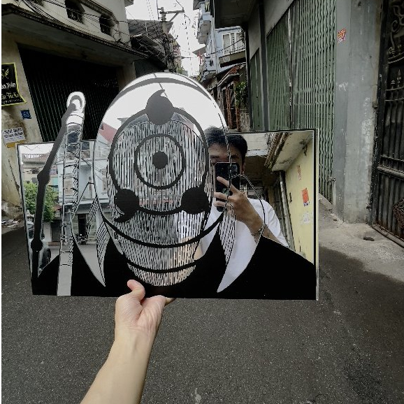 Gương Trang Trí Hình Obito Uchiha, Gương Decor Phòng Phong Cách Anime, Gương Mica Dán Tường - Mizzor Studio