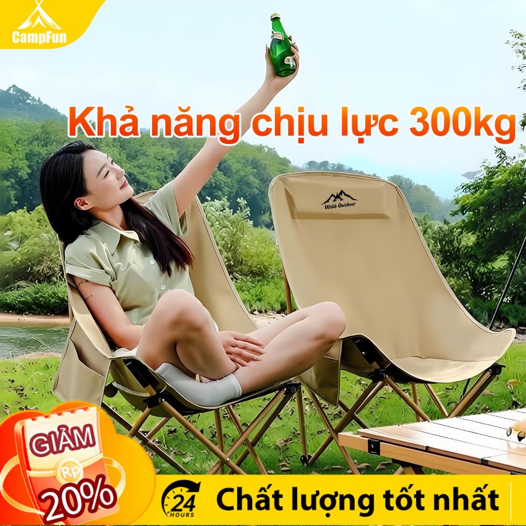 Ghế Gấp Gọn Camping, Chịu Tải 150kg ghế xếp gấp gọn camping lưng cao cải tiến đi du lịch cắm trại có túi đựng