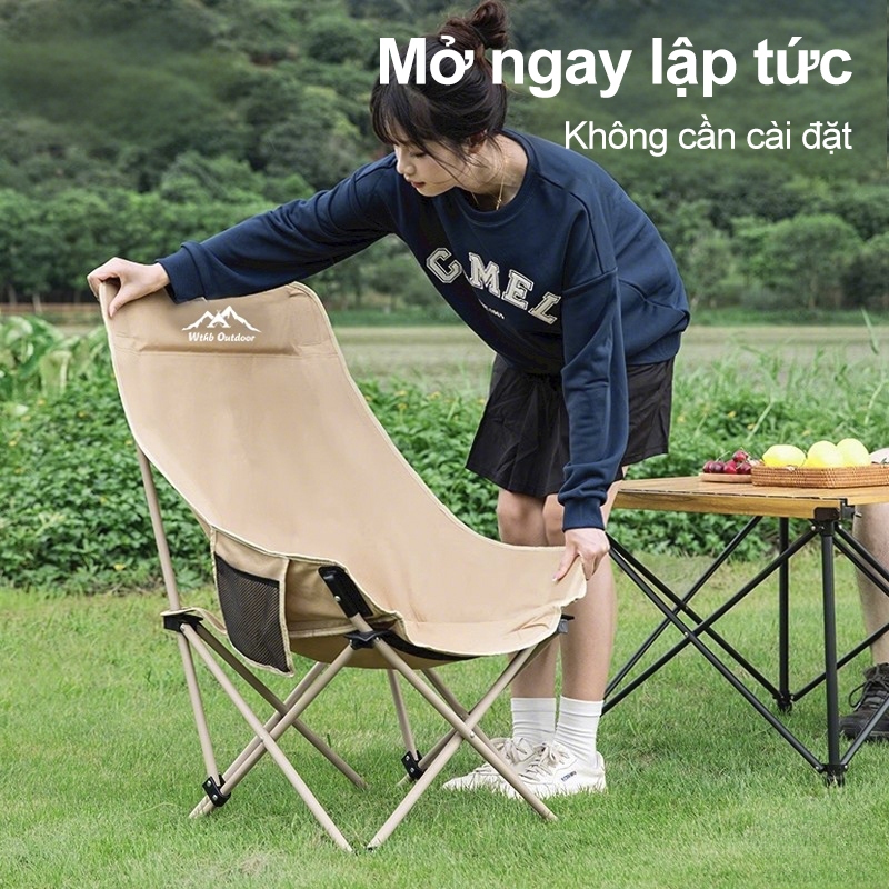 Ghế Gấp Gọn Camping, Chịu Tải 150kg ghế xếp gấp gọn camping lưng cao cải tiến đi du lịch cắm trại có túi đựng