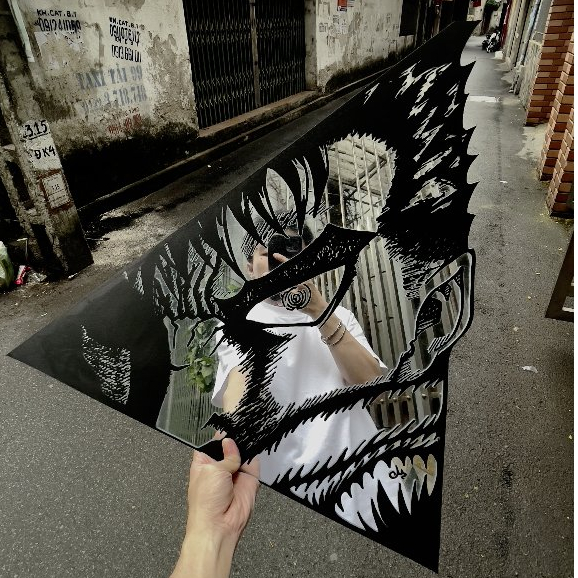 Gương Trang Trí Phòng Hình Bersek, Gương Decor Phòng Hình Anime Bersek, Gương Mica Dán Tường Chống Vỡ - Mizzor Studio