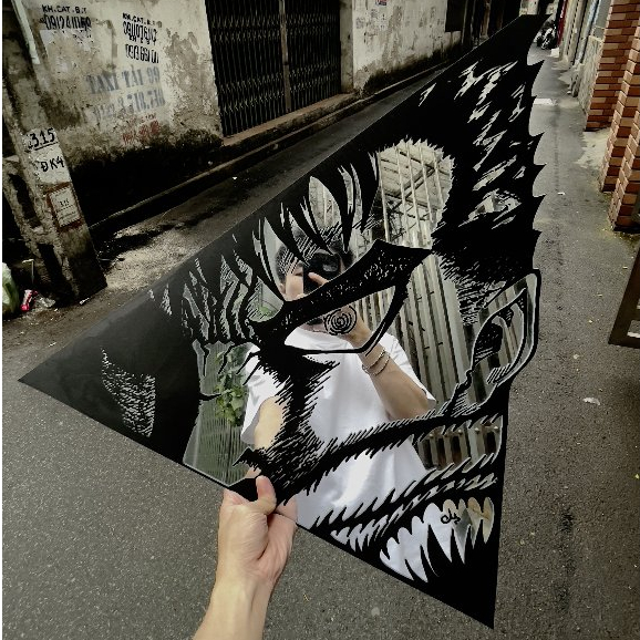 Gương Trang Trí Phòng Hình Bersek, Gương Decor Phòng Hình Anime Bersek, Gương Mica Dán Tường Chống Vỡ - Mizzor Studio