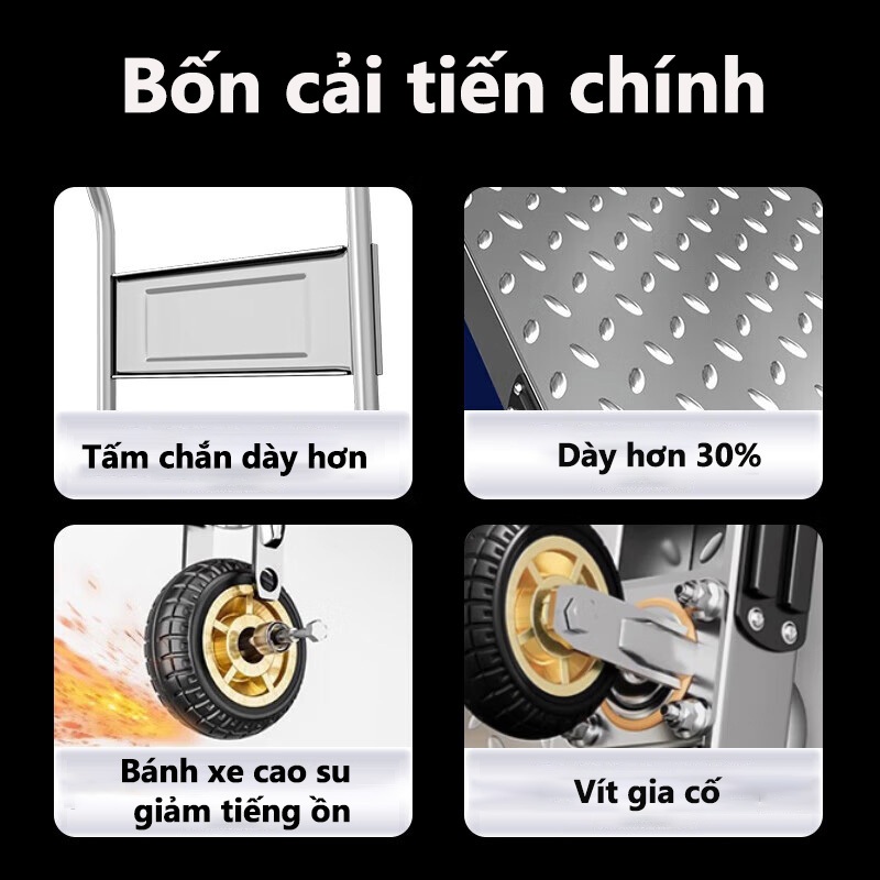 Xe đẩy hàng Xe Đẩy Gấp Gọn Gấp Gọn Tiện Lợi 4 bánh xe chống ồn siêu bền Tải Trọng 800kg